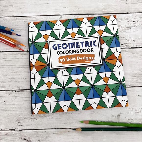 Geometric Coloring Book, Stress Relief And Mindfulness, 8.5x8.5 Adult Coloring - Picture 1 of 5